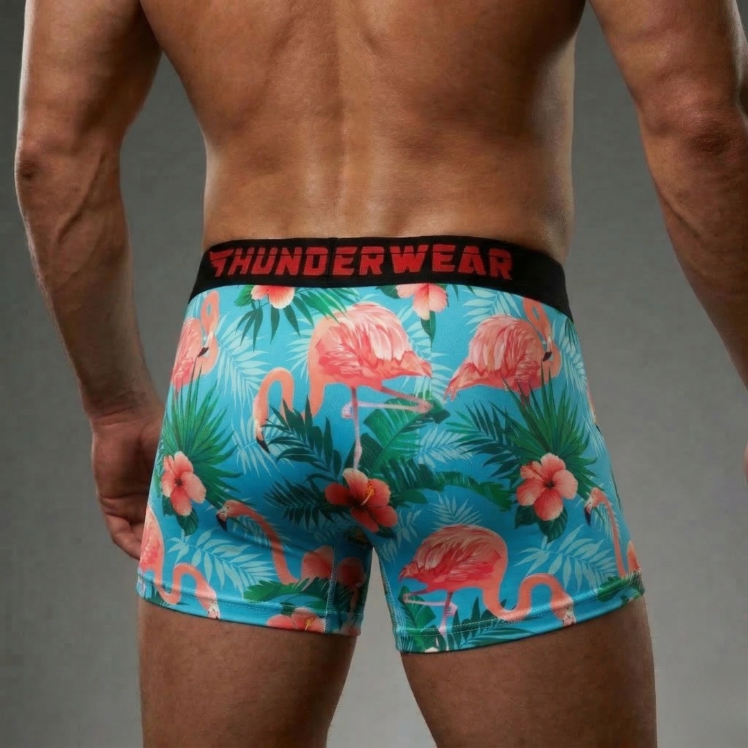 PEACOCKING FLAMINGO Men's Sport Quick Dry Trunks - ThunderWear Asia